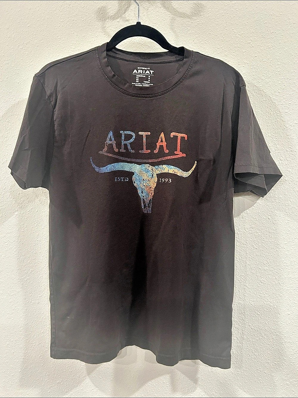 Ariat Longhorn Boyfriend T-Shirt Black Medium